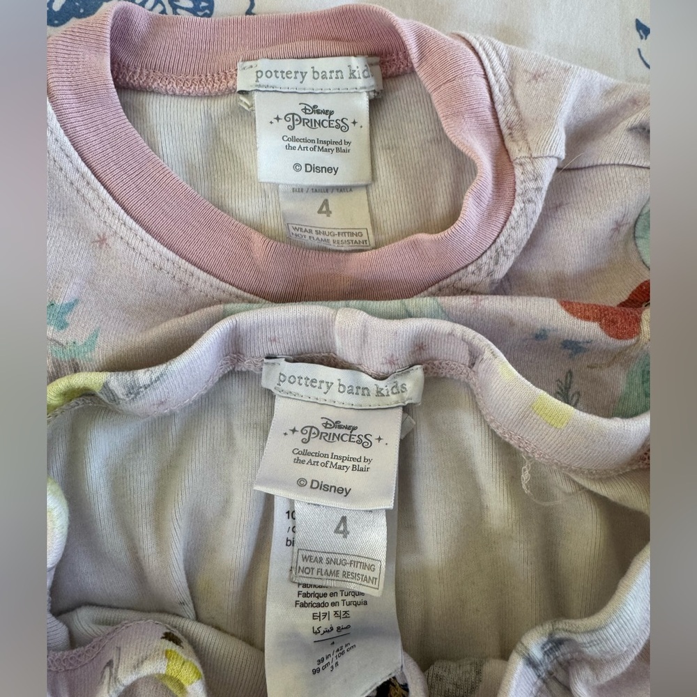 Pottery Barn Kids Disney Princess girls two piece Pajamas, size 4 - Picture 4 of 5